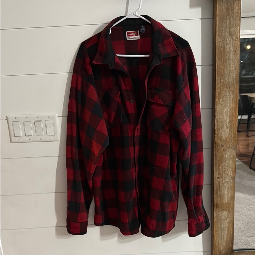 Red and Black Plaid Flannel Shirt
